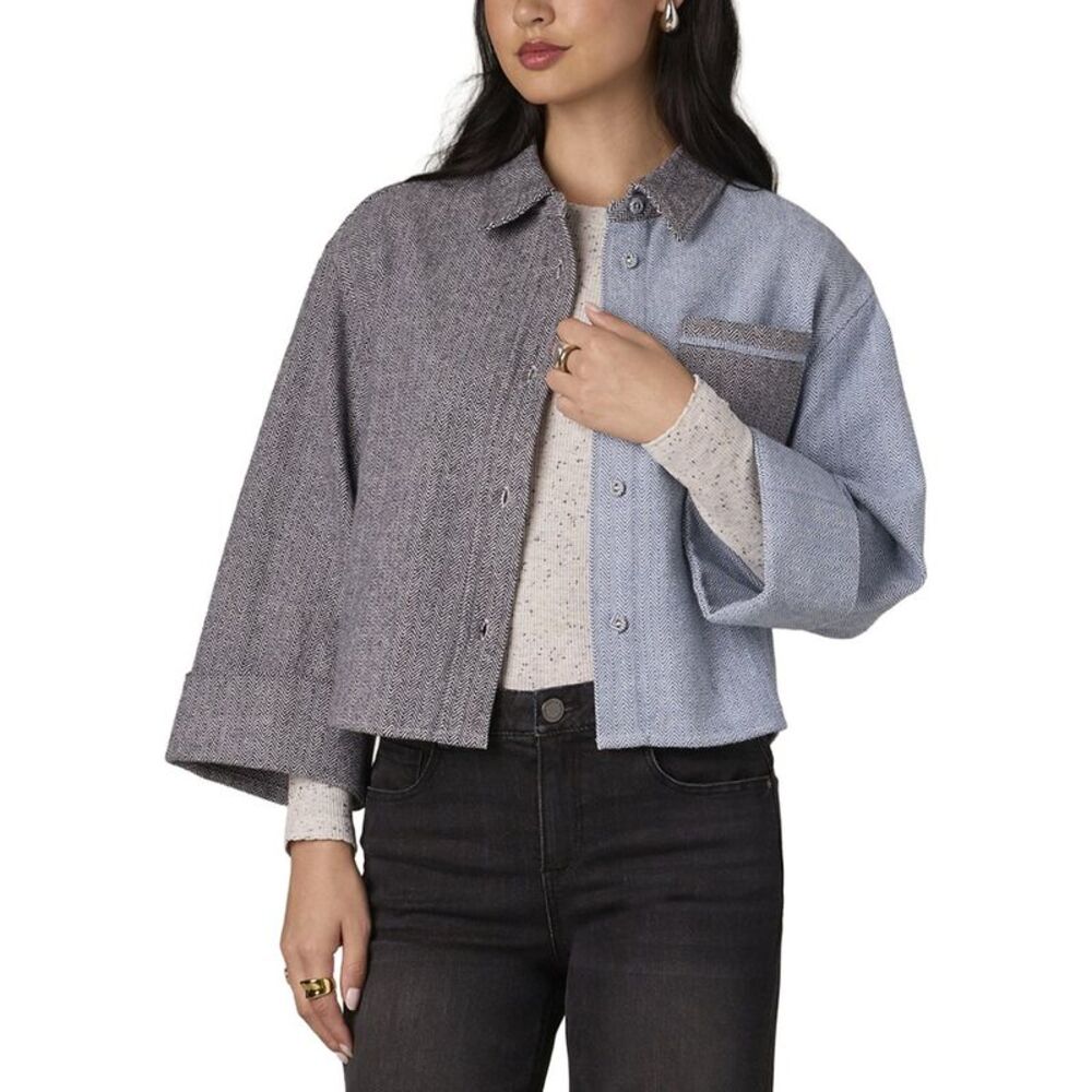 Wit & Wisdom Womens  Two Tone Shirt Jacket